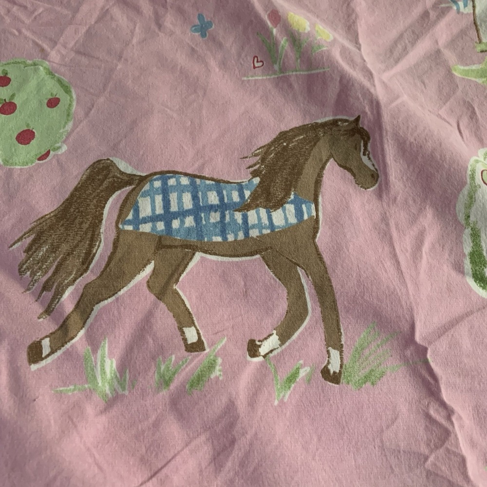The Company Store Kids Duvet Cover Horses Equestrian Twin - Picture 3 of 8